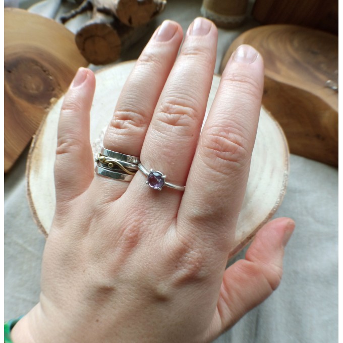 Silver ring with amethyst
