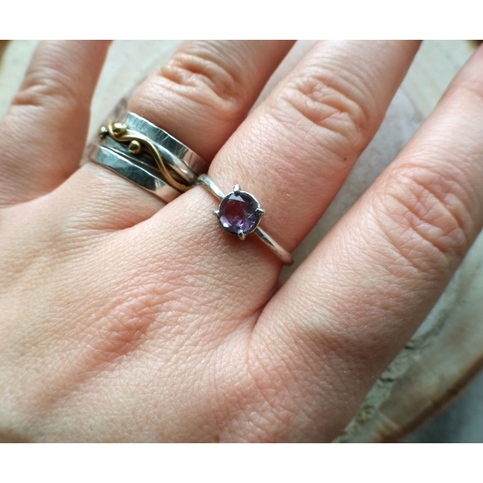 Silver ring with amethyst