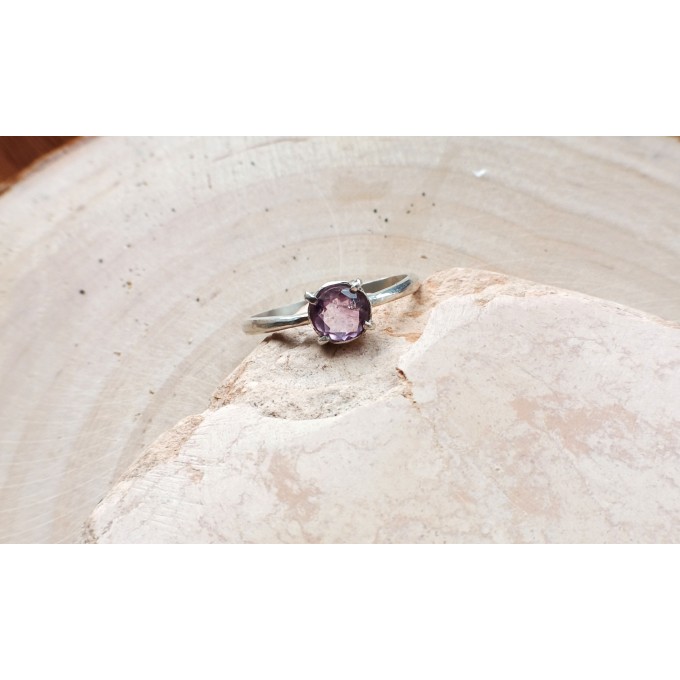 Silver ring with amethyst