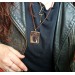 Copper and brass filigree necklace with labradorites