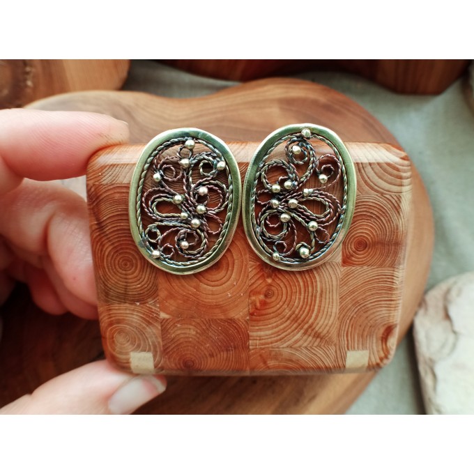 Filigree copper and brass earrings 
