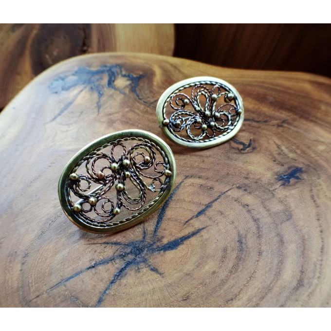 Filigree copper and brass earrings 