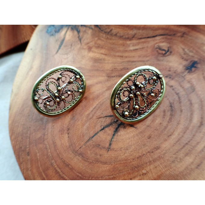 Filigree copper and brass earrings 