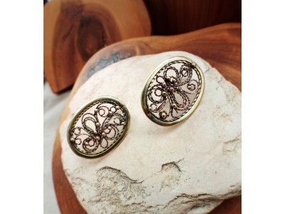 Filigree copper and brass earrings 