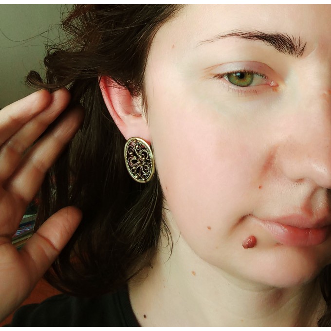 Filigree copper and brass earrings 