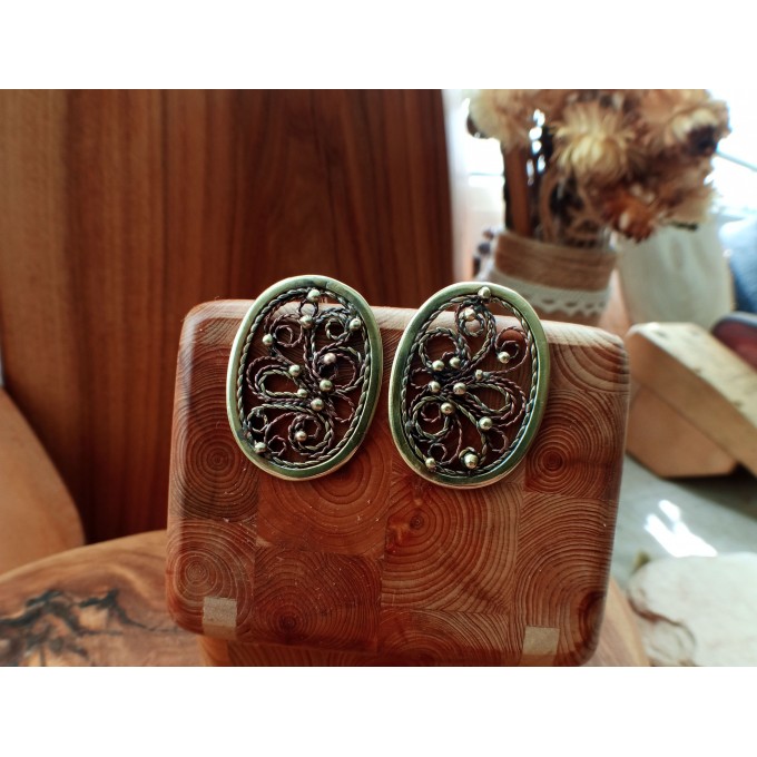 Filigree copper and brass earrings 