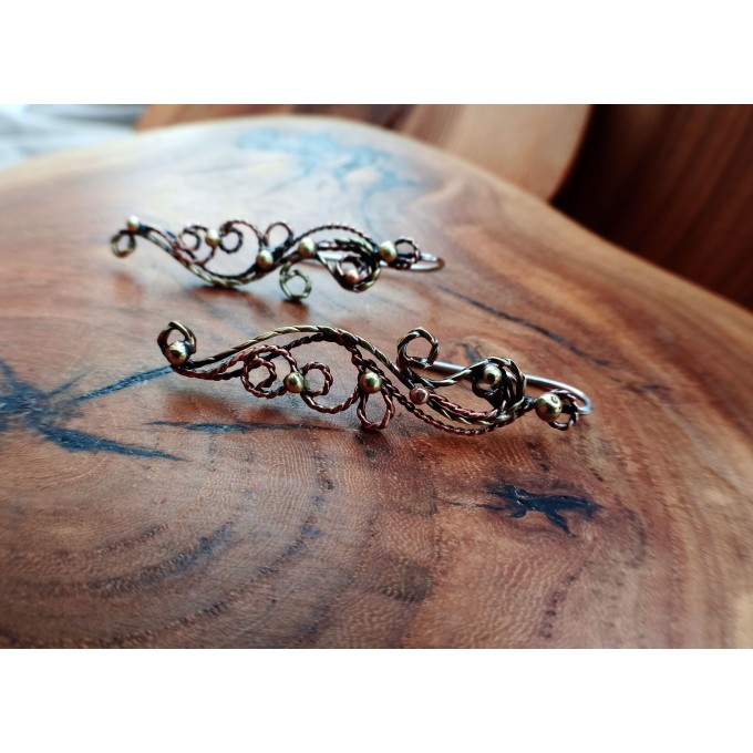 Copper and brass filigree earrings