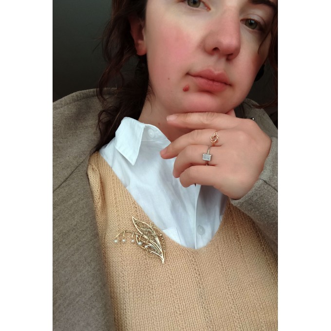 Lily of the valley filigree brass brooch