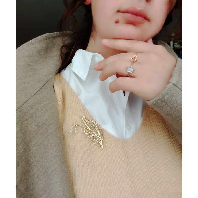 Lily of the valley filigree brass brooch