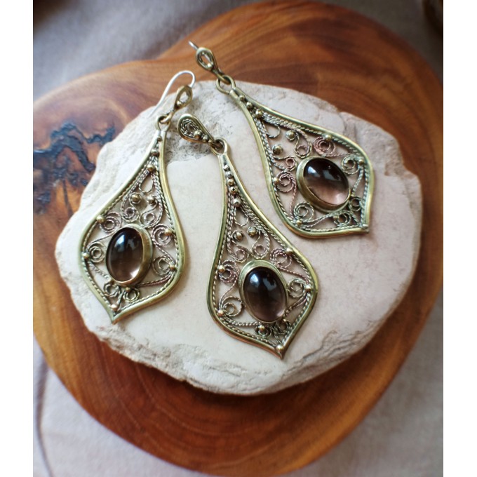 Smokey quartz filigree jewelry set