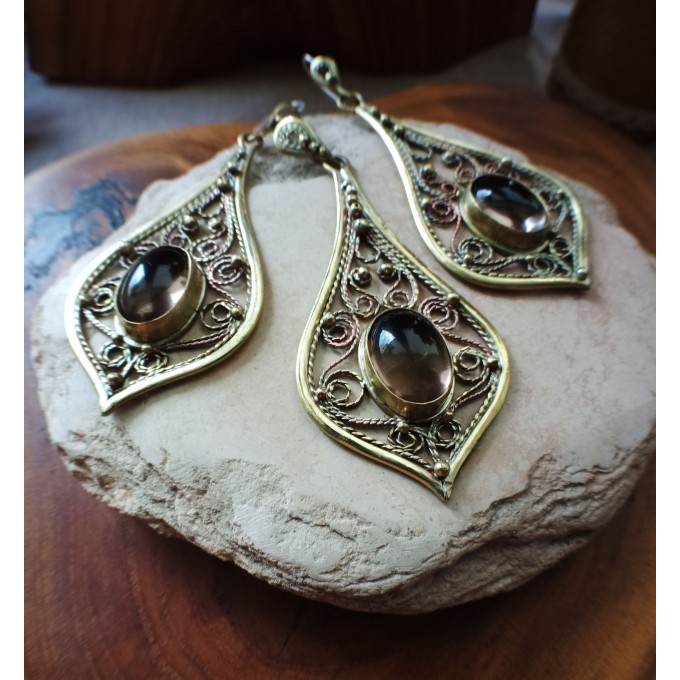 Smokey quartz filigree jewelry set