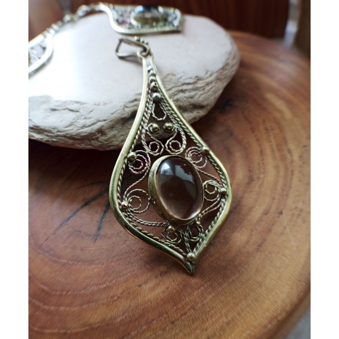 Smokey quartz filigree jewelry set