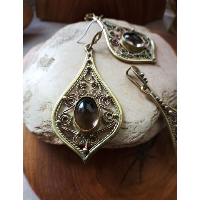 Smokey quartz filigree jewelry set