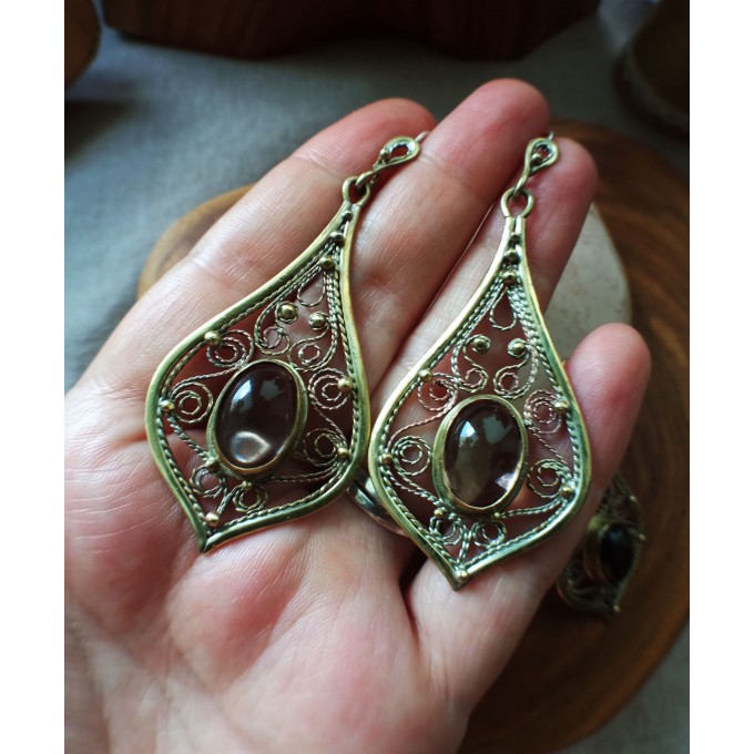 Smokey quartz filigree jewelry set
