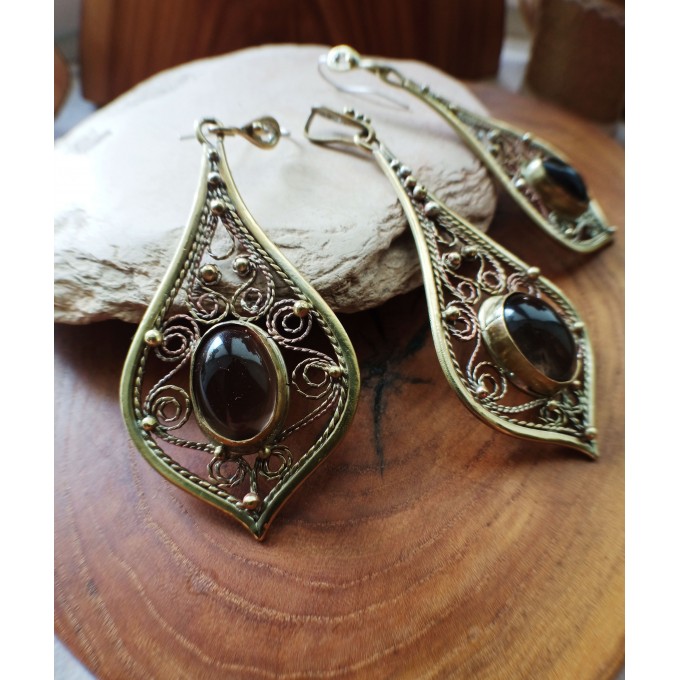 Smokey quartz filigree jewelry set
