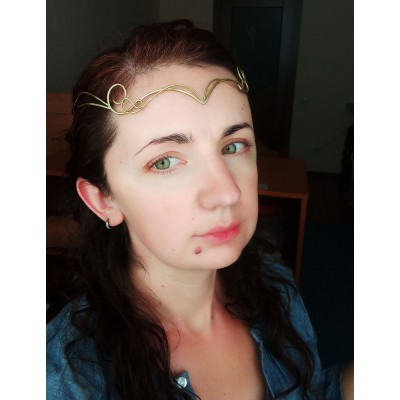 Elven brass tiara handmade gold color