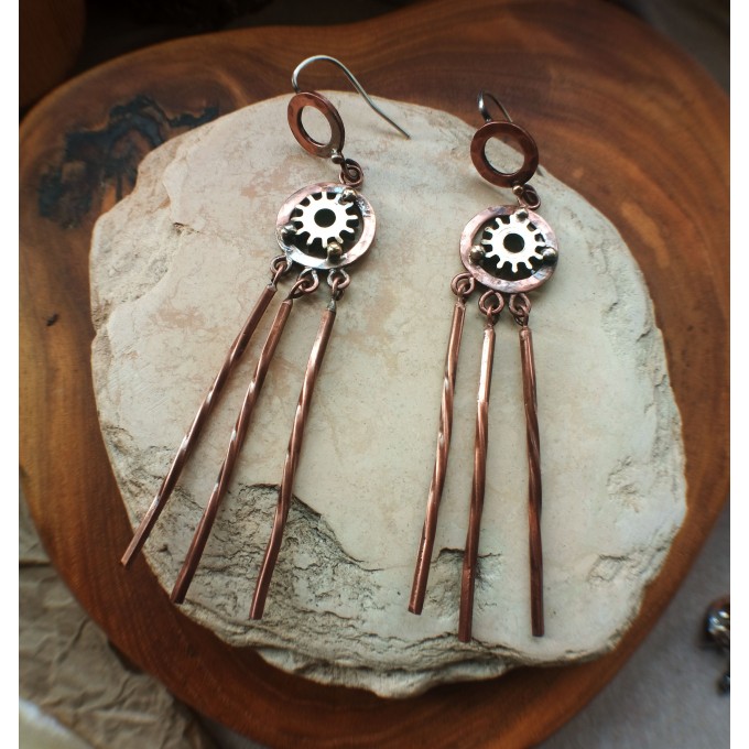 Long steampunk earrings