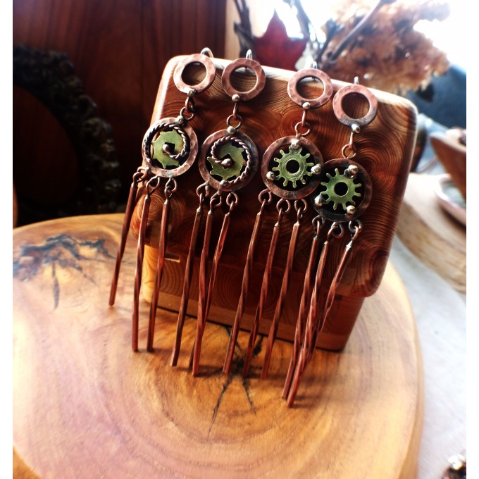 Long steampunk earrings