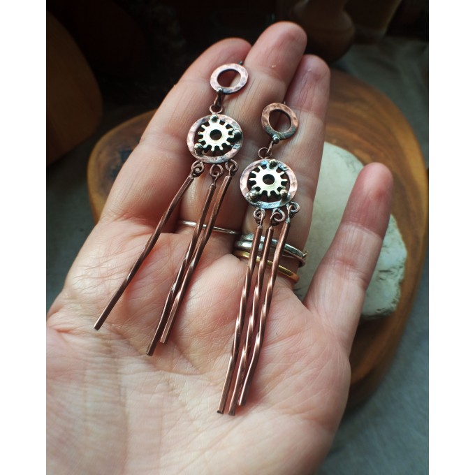 Long steampunk earrings