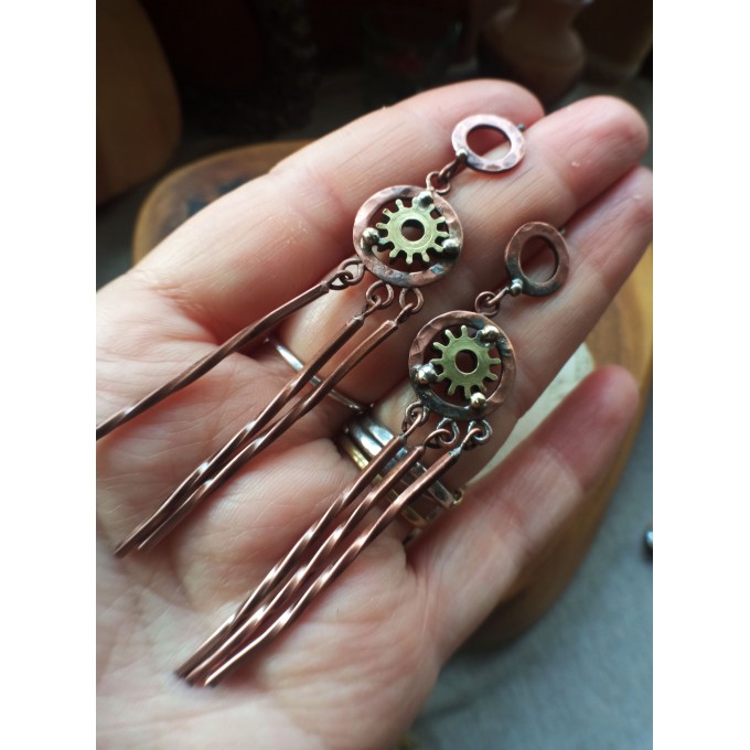 Long steampunk earrings