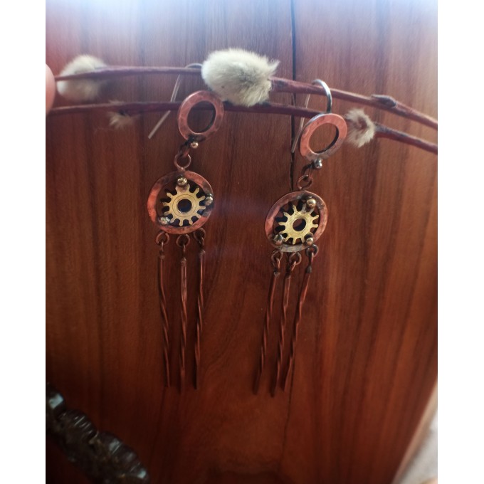 Long steampunk earrings