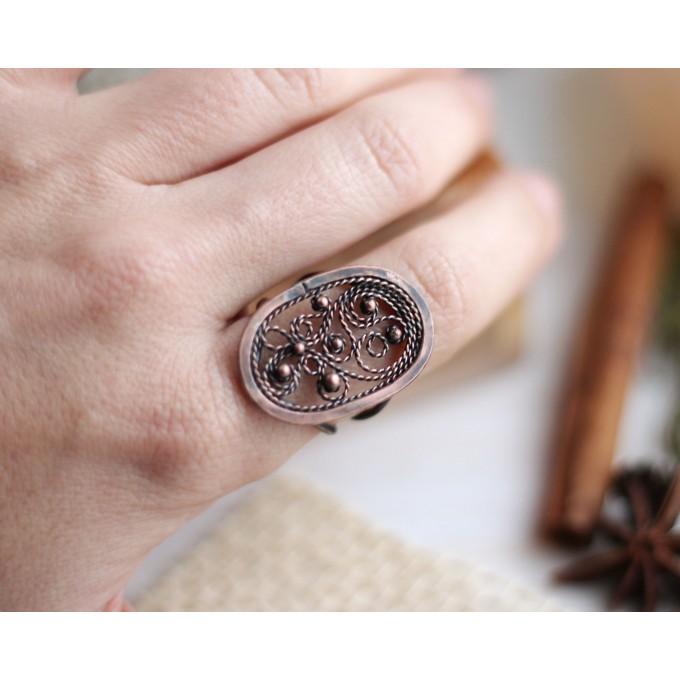Copper filigree ring