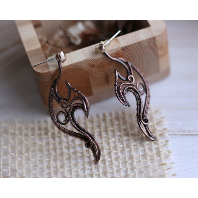 Wire wrap jacket earrings