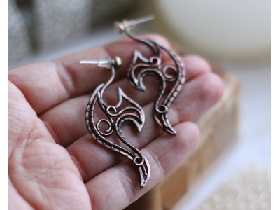 Wire wrap jacket earrings