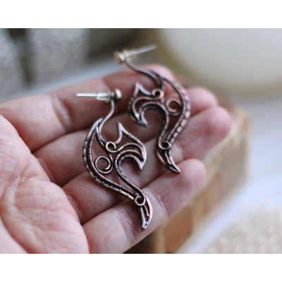 Wire wrap jacket earrings