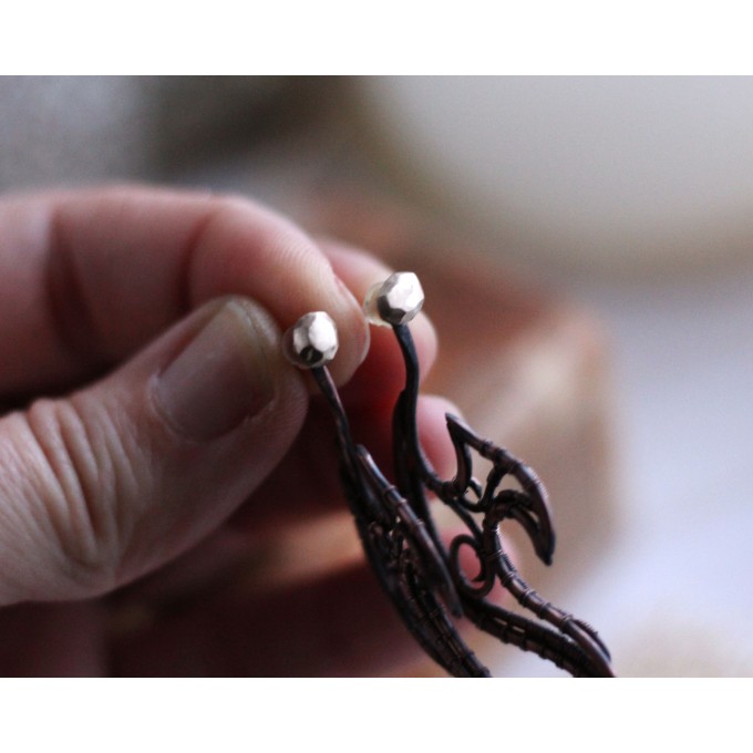 Wire wrap jacket earrings