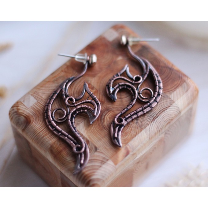 Wire wrap jacket earrings