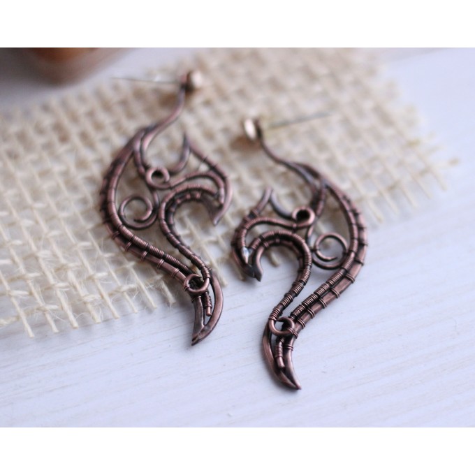 Wire wrap jacket earrings