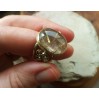 Brass filigree ring with rutile quartz