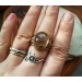 Brass filigree ring with rutile quartz