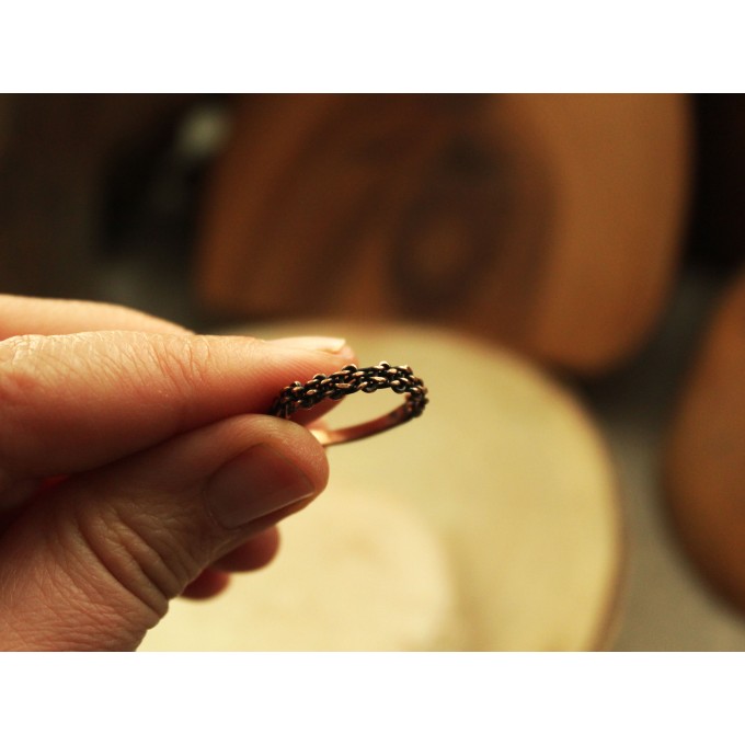 Brass filigree ring with rutile quartz