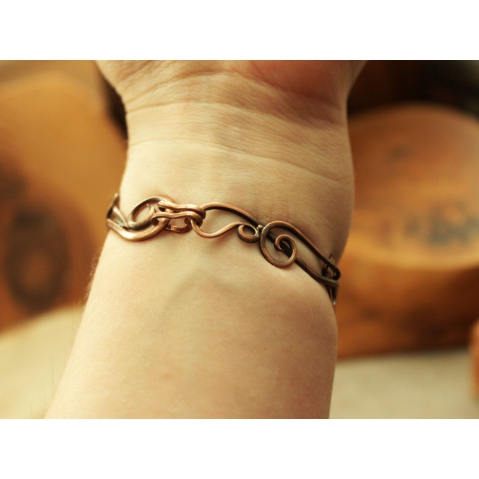 Copper ginkgo leaf bracelet