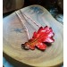 Copper hair pin with red oak leaf