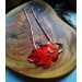 Copper hair pin with red oak leaf