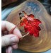 Copper hair pin with red oak leaf