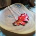 Copper hair pin with red oak leaf