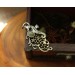Silver sea horse necklace with grey moonstone