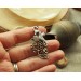 Silver sea horse necklace with grey moonstone
