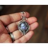 Silver wire wrap purple labradorite necklace