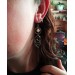 Long silver earrings with pearls