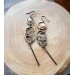Long silver earrings with pearls