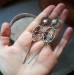 Long silver earrings with pearls