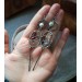 Long silver earrings with pearls