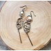 Long silver earrings with pearls