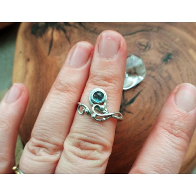 Silver ring with aquamarine