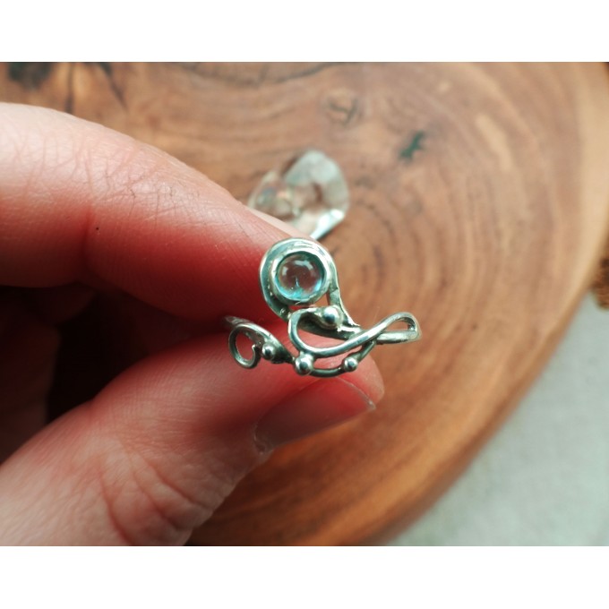 Silver ring with aquamarine